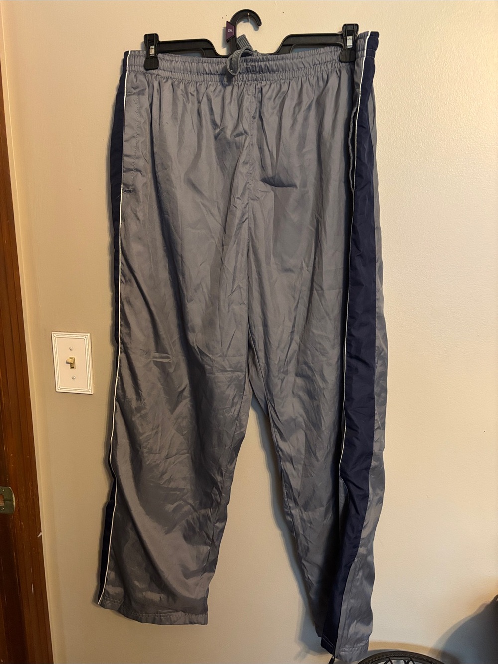 STARTER Gray Joggers with Navy Side Stripes